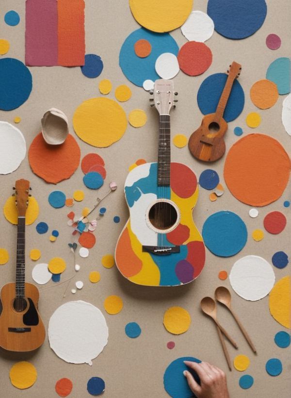 a green working space with laptop, notes, plants, computer